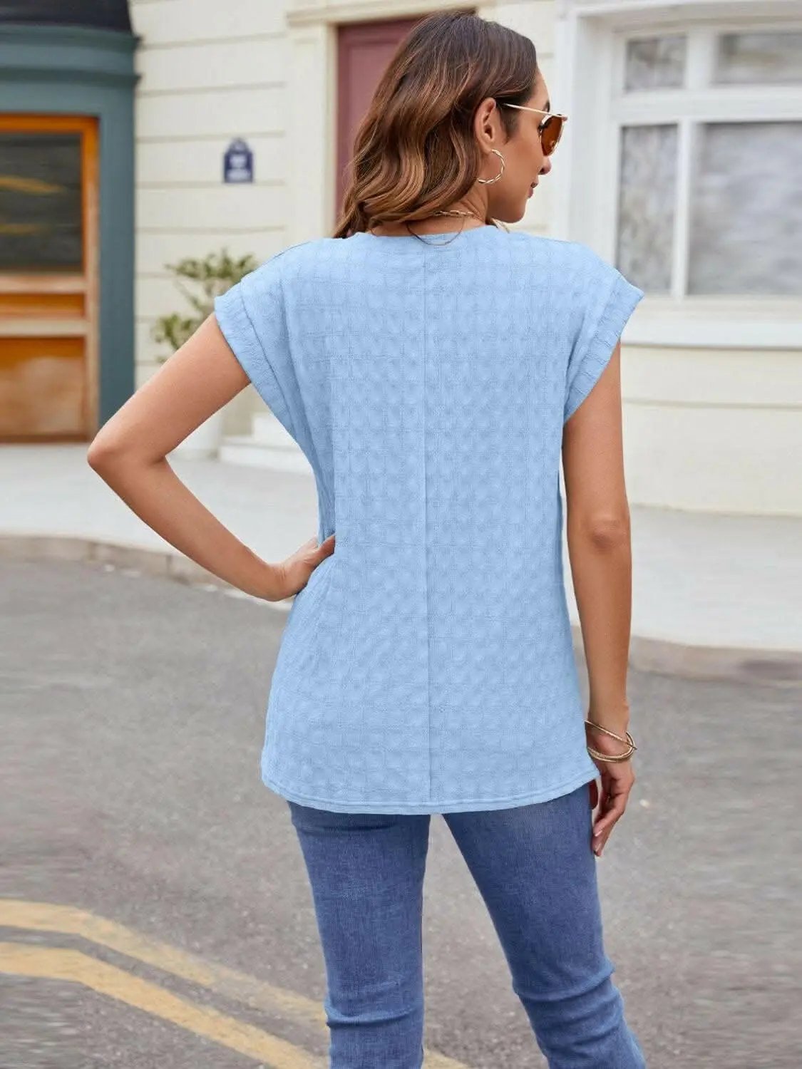 Textured cap sleeve t-shirt - Love Salve